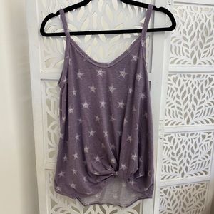Pink Lily Purple Stars Tied Up Tank Top